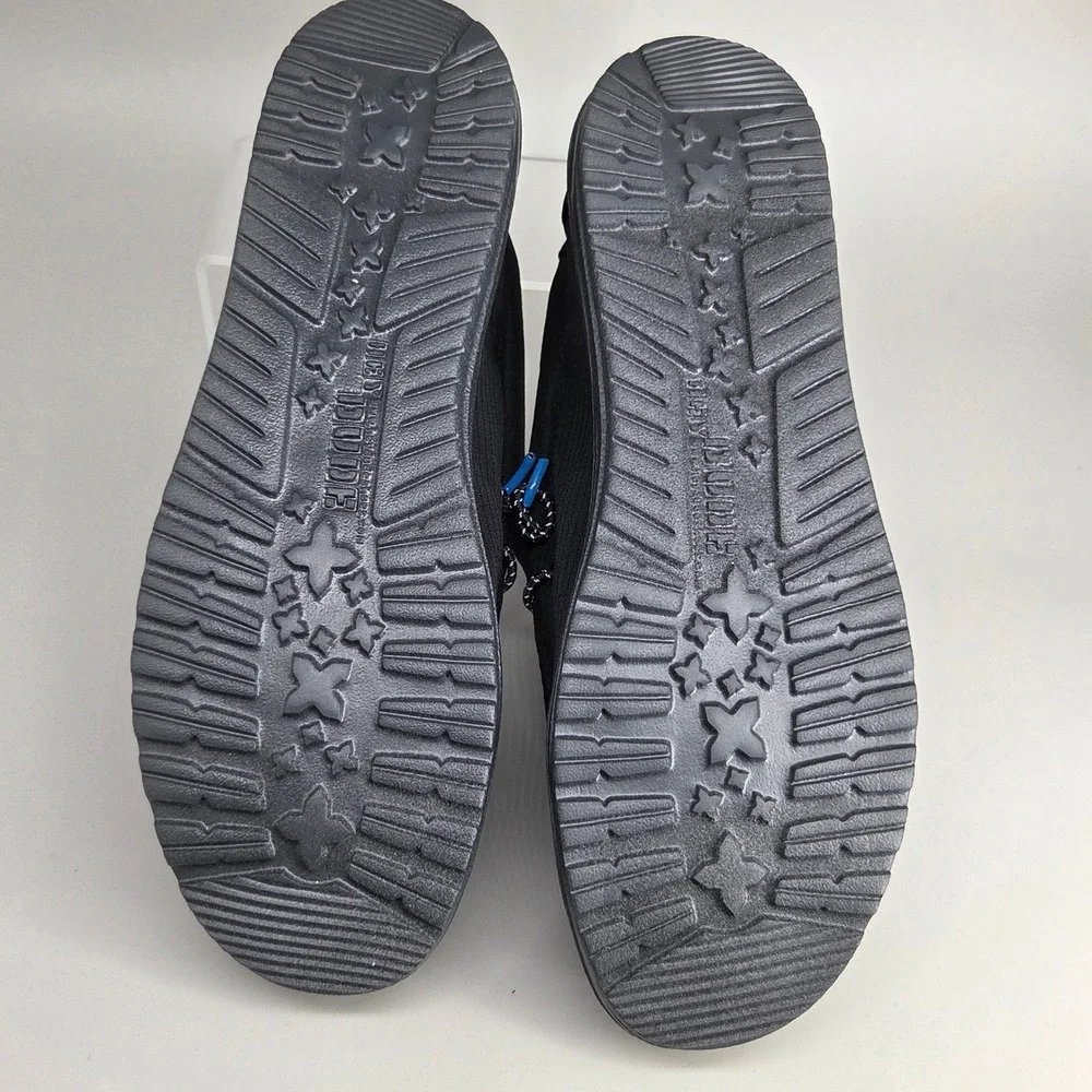 Hey Dude Wally NASCAR Shoes Mens Size 12 Black Ripstop Slip On‎ Loafers NWT